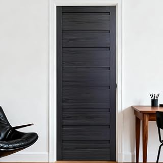 Nuxovilar Door Stickers Covers Decorative 30.3"x78.7" Dark Wood Slat Door Stickers Peel and Stick Vinyl Decals Removable Self - Adhesive for Home Bedroom Living Room (Set of 2 Sheets)