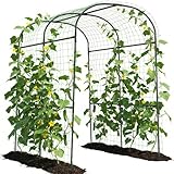SUNYRISY Große Gurken Rankhilfe, Rankbogen Rankgitter für Gurke, Gartenbogen für Kletterpflanzen Rankhilfen, 210cm Hoher PE Beschichtete Metall Rankgitter mit Ranknetz, Blumen, Erbsen