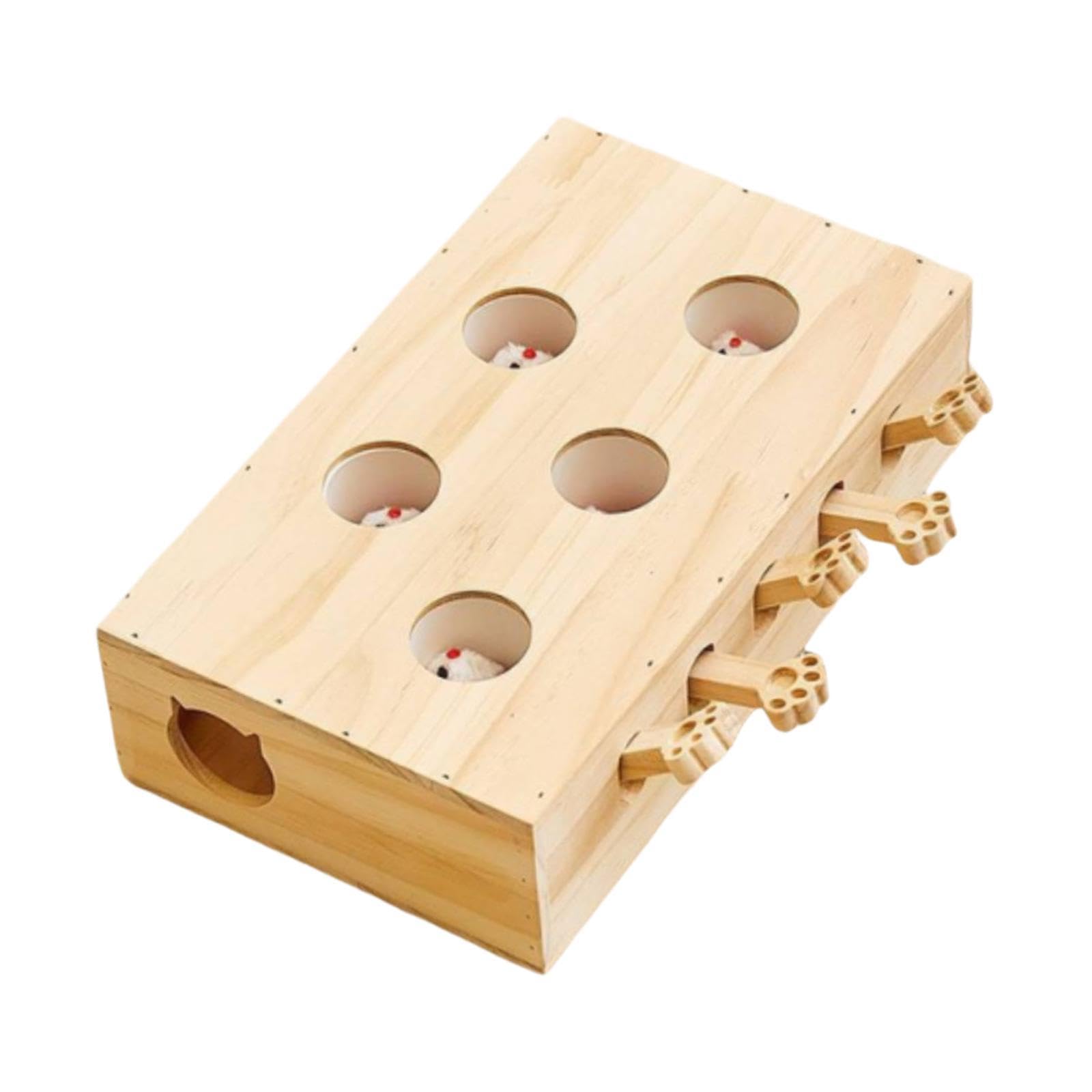 Juguete Interactivo para Gatos Juego Mazes de Madera Accesorio para Mascotas Juguete Puzzle Contribuye a Desarrollo Físico Y Mental Adecuado Pa, 5 Agujeros