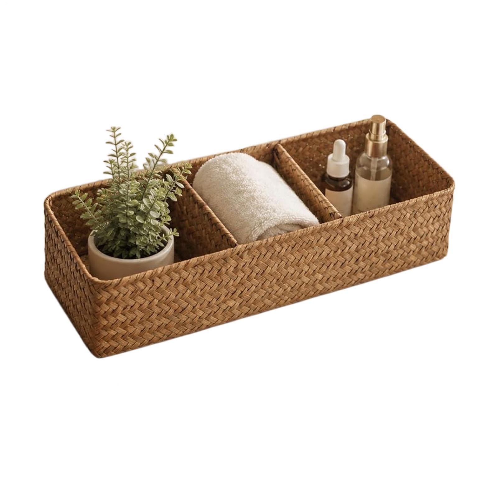 Cesta para mandos y papelería tejida que elimina el desorden de tu mesa
