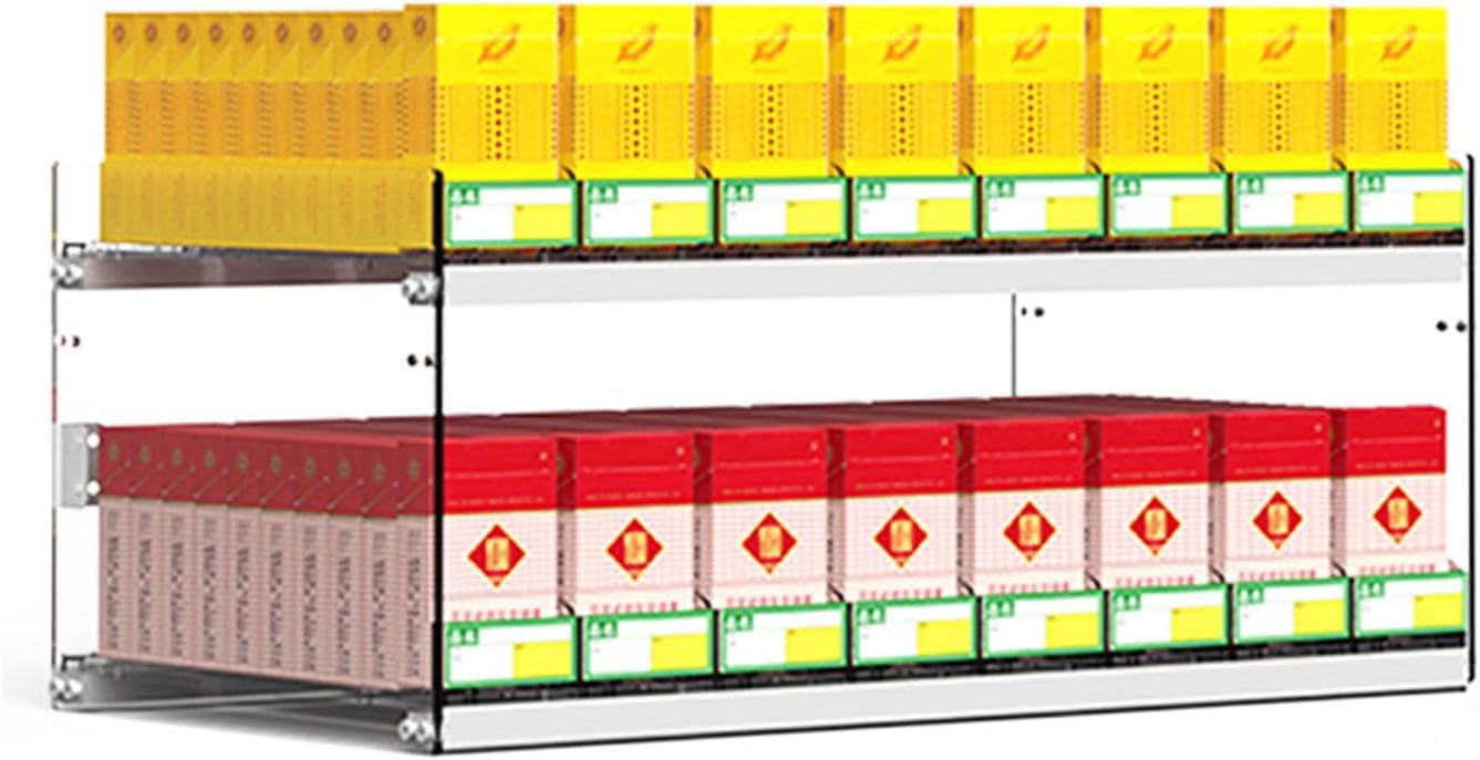2-Tier Acrylic Cigarette Display Rack, Wall-Mounted Cigarette Stand with Automatic Pushers, Clear Countertop Display Box for 8 Columns, Perfect Retail Showcase for Cigarettes