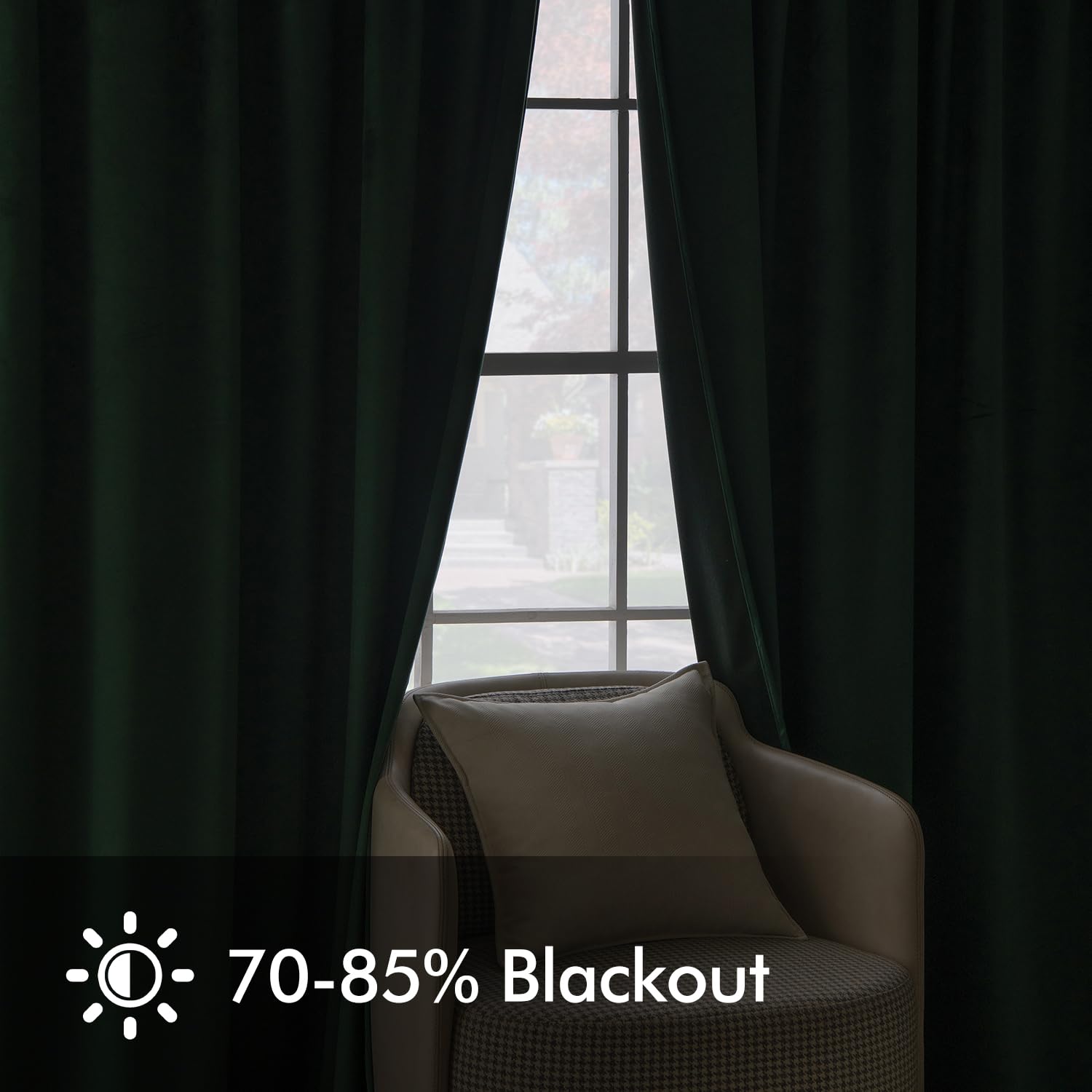 Woaboy Velvet Curtains 90 Drop Emerald Green Curtain for Living Room Thermal Blackout for Bedroom Luxury Eyelet Drapes Soft Window Treatment Insulated Soundproof & Room Darkening W 46 x L 90 2 Panels - Image 3