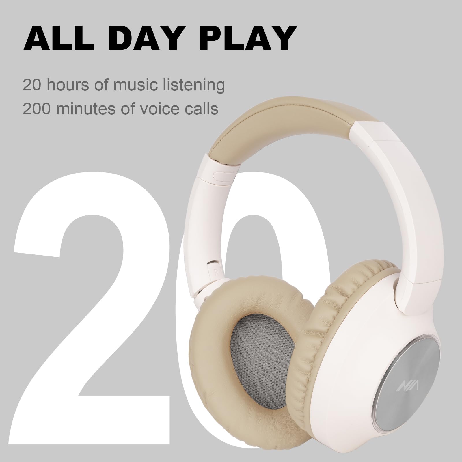 XuanGui Wireless Foldable Headphones, Over Ear Wireless Bluetooth Headphones, 20H Playtime Stereo Headphones with Mic - Image 2