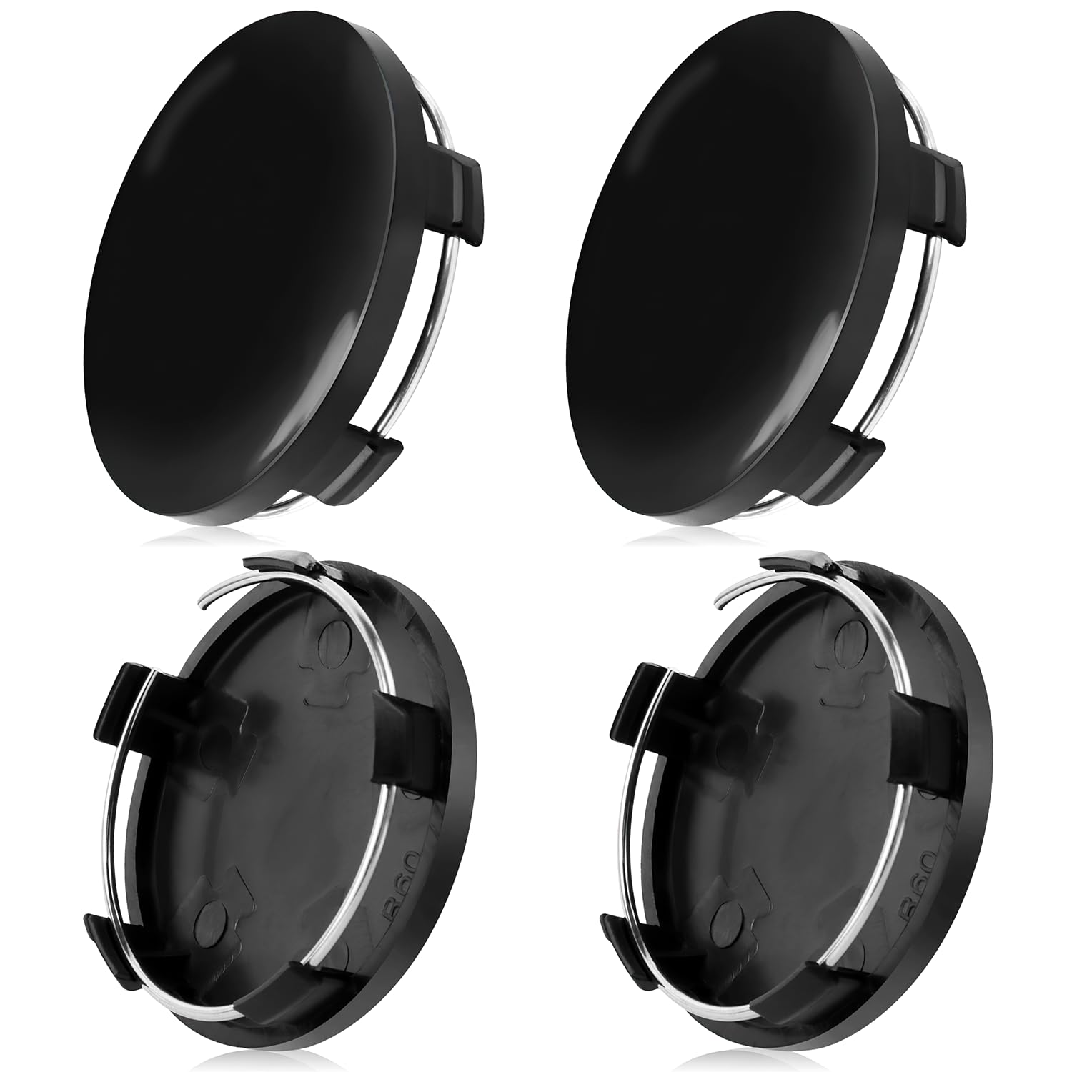4 Stück Nabendeckel 60mm Radnabenkappen Schwarz - Außendurchmesser 60mm Innendurchmesser 56mm Auto Zubehör