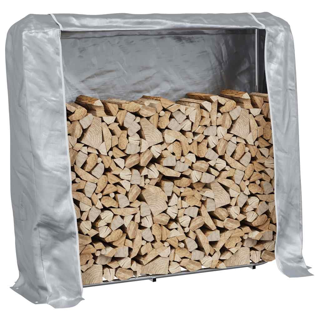 Portalegna da ardere con copertura antipioggia, 150 x 25 x 150 cm, in acciaio zincato