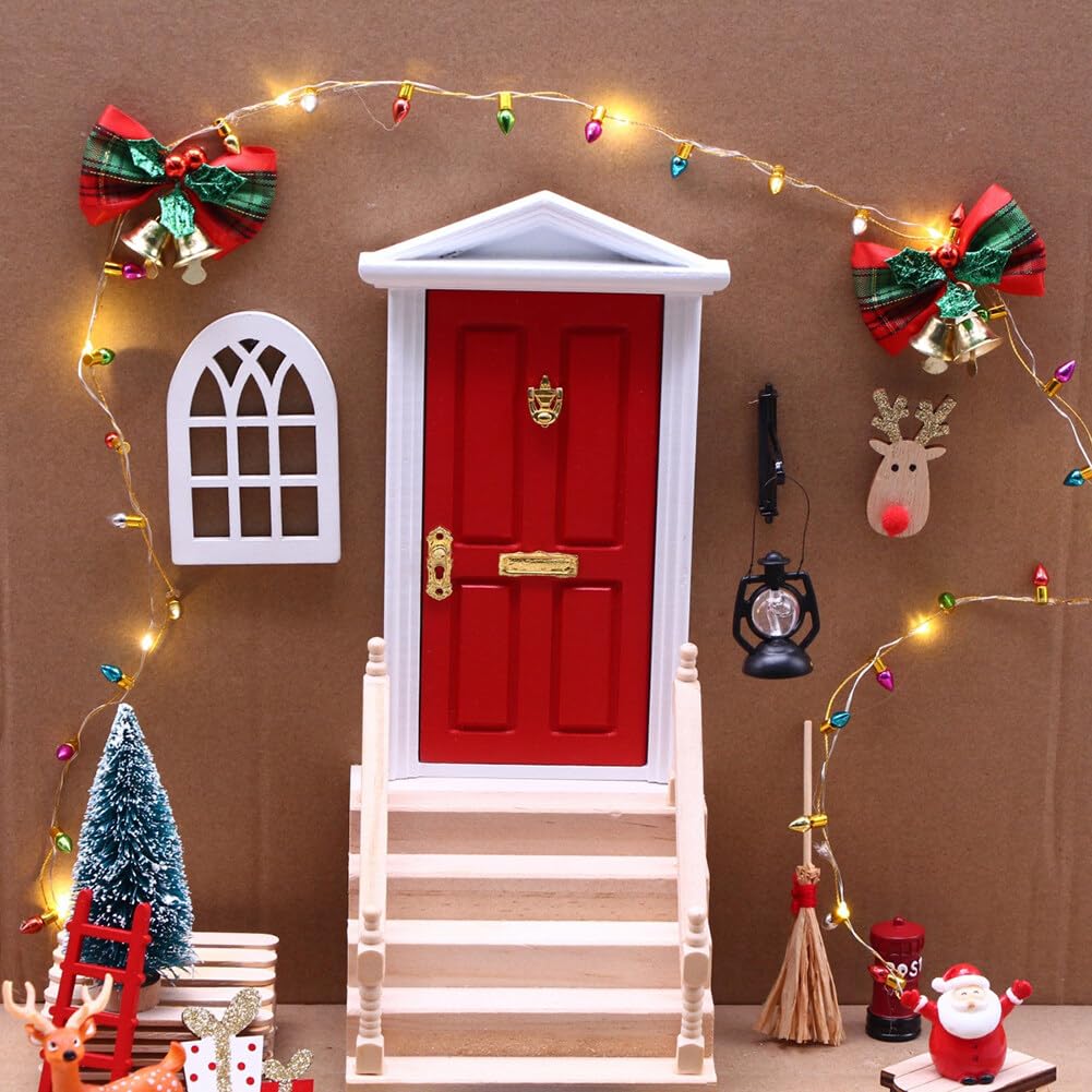Mini Puerta Mágica Para Elfos Navideños - Kit Decorativo De 27 Piezas Con Luces LED, Para Casita De Juguete Y Decoración Navideña - Regalo Ideal Para Niños De 3 A 5 Años