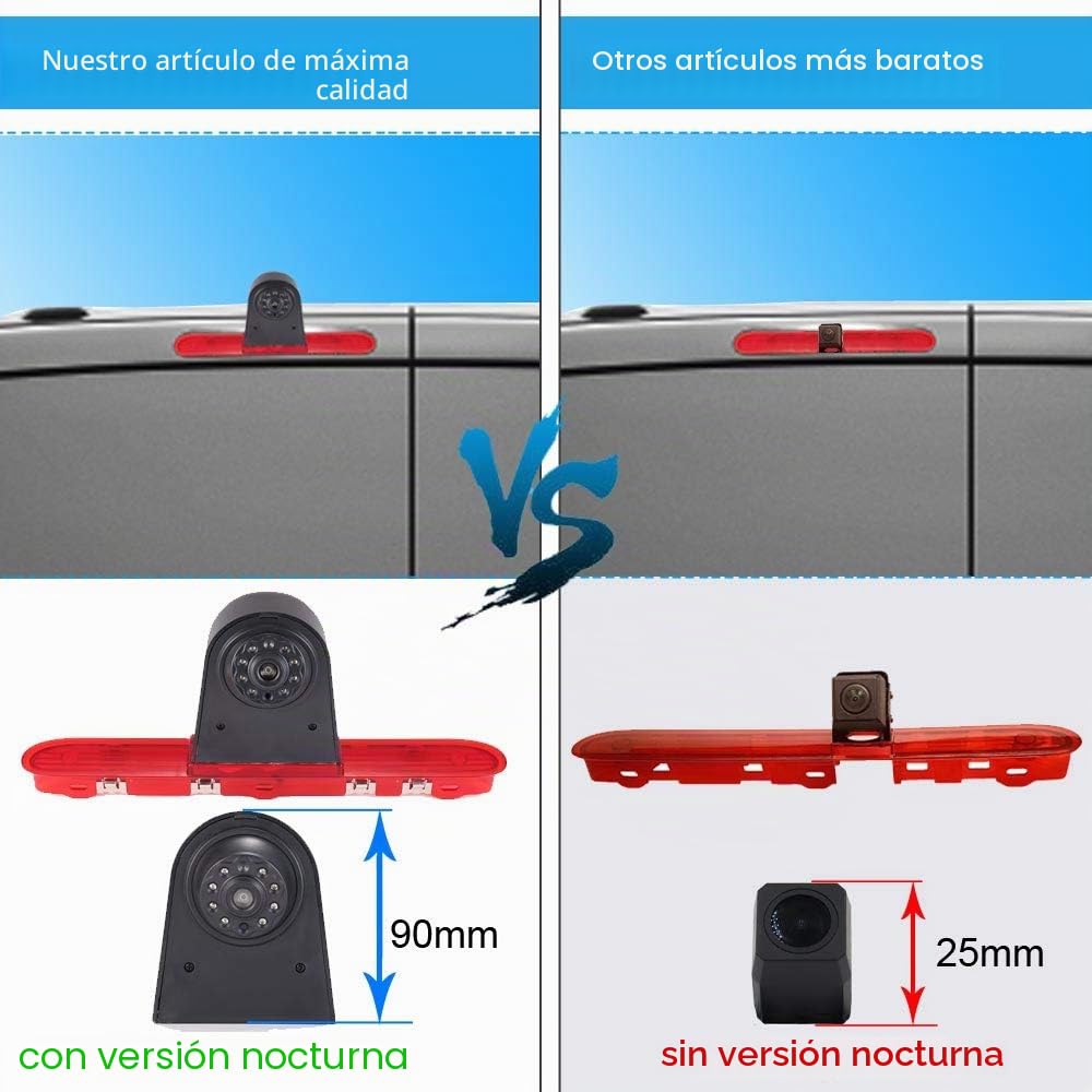 Third Roof Top Mount Brake Lámpara Cámara Luz de Freno Cámara inversa Coche Cámara de Visión Trasera Cámara de Marcha Atrás para Citroen Dispatch Proace Peugeot Expert Traveller Van Transporter