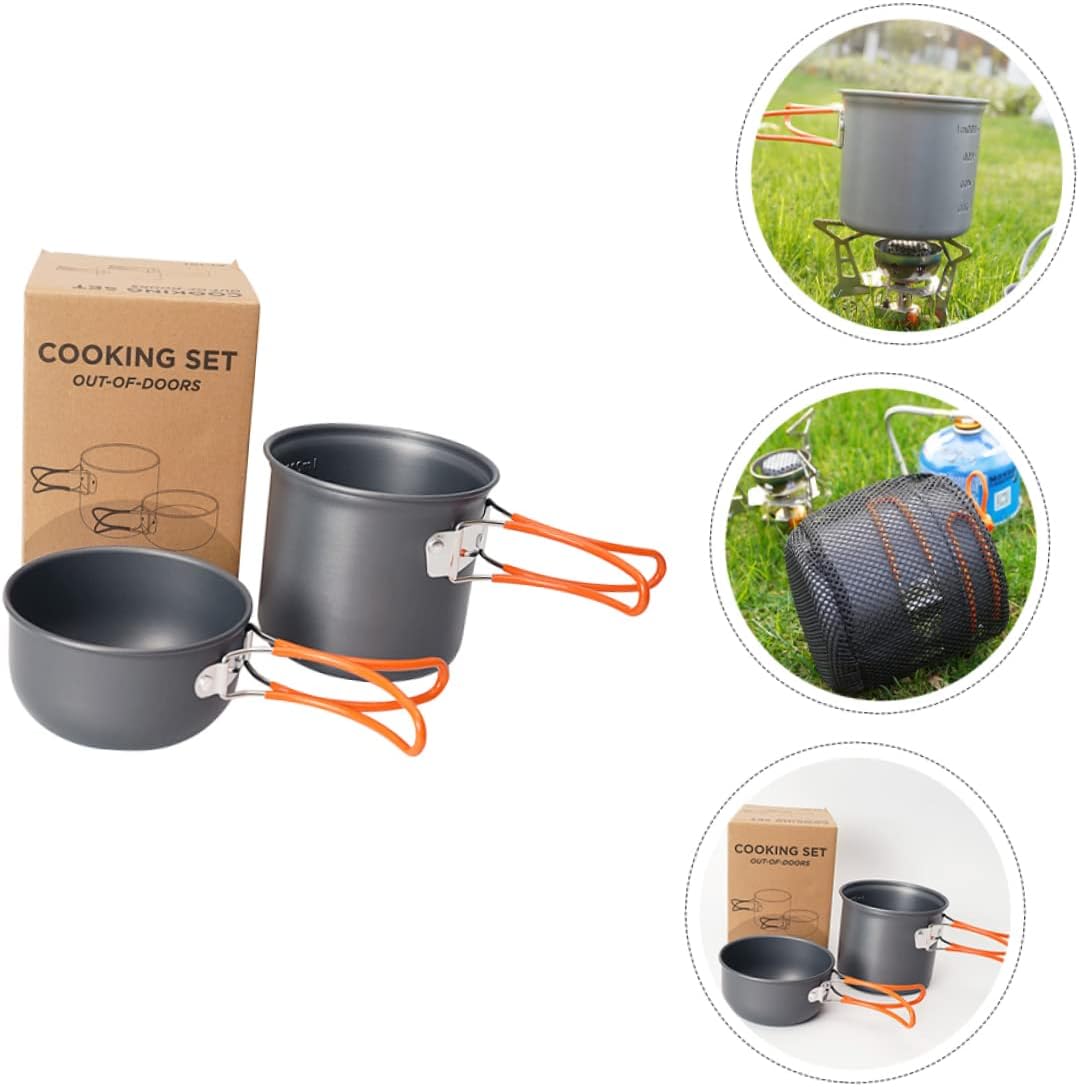 POPETPOP Portable Camping Pot Set Folding Handle Aluminum Alloy Outdoor Cookware for Hiking Picnic and Camping Lightweight and Equipment