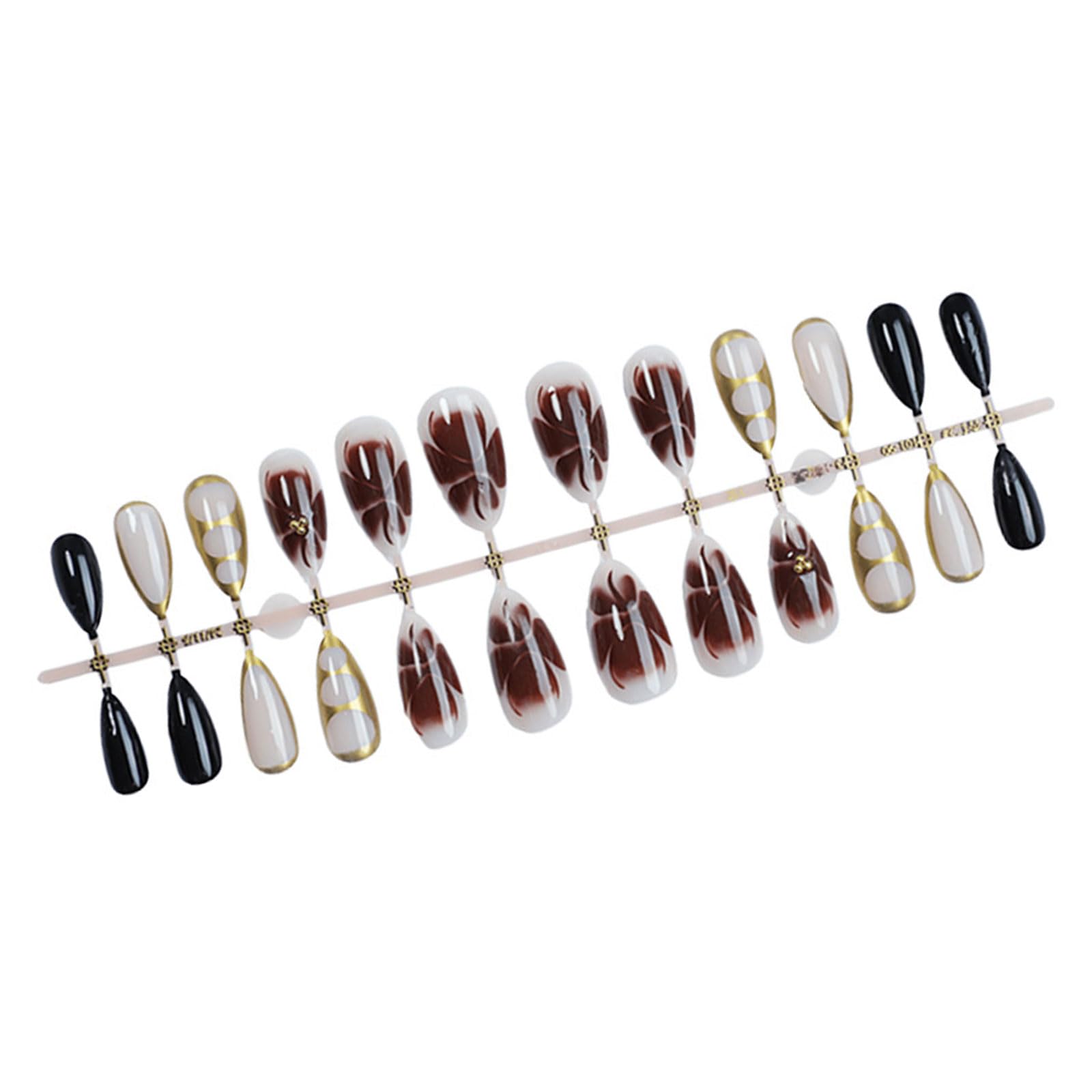 24 unghie finte a mandorla con perline lucide a forma di fiore, per manicure e nail art, facili da usare