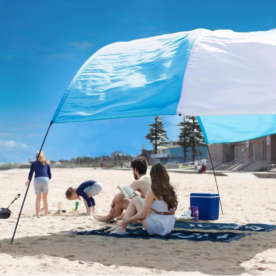 Tenda Da Spiaggia Pop Up 3.4x3.4m | Protezione UPF80+ | 4 Pali Alluminio | Portatile Per Picnic Campeggio - Foto 10