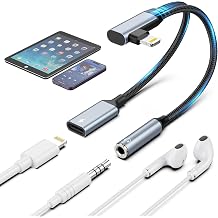 Quanlex[Apple MFi Certified Right Angle iPhone Lightning to 3.5mm Audio Adapter, Lighting to AUX + Charger Adapter Dongle Cable Splitter Compatible for iPhone 14/13/12/11/SE/X/XR/XS/8/7/6Blue