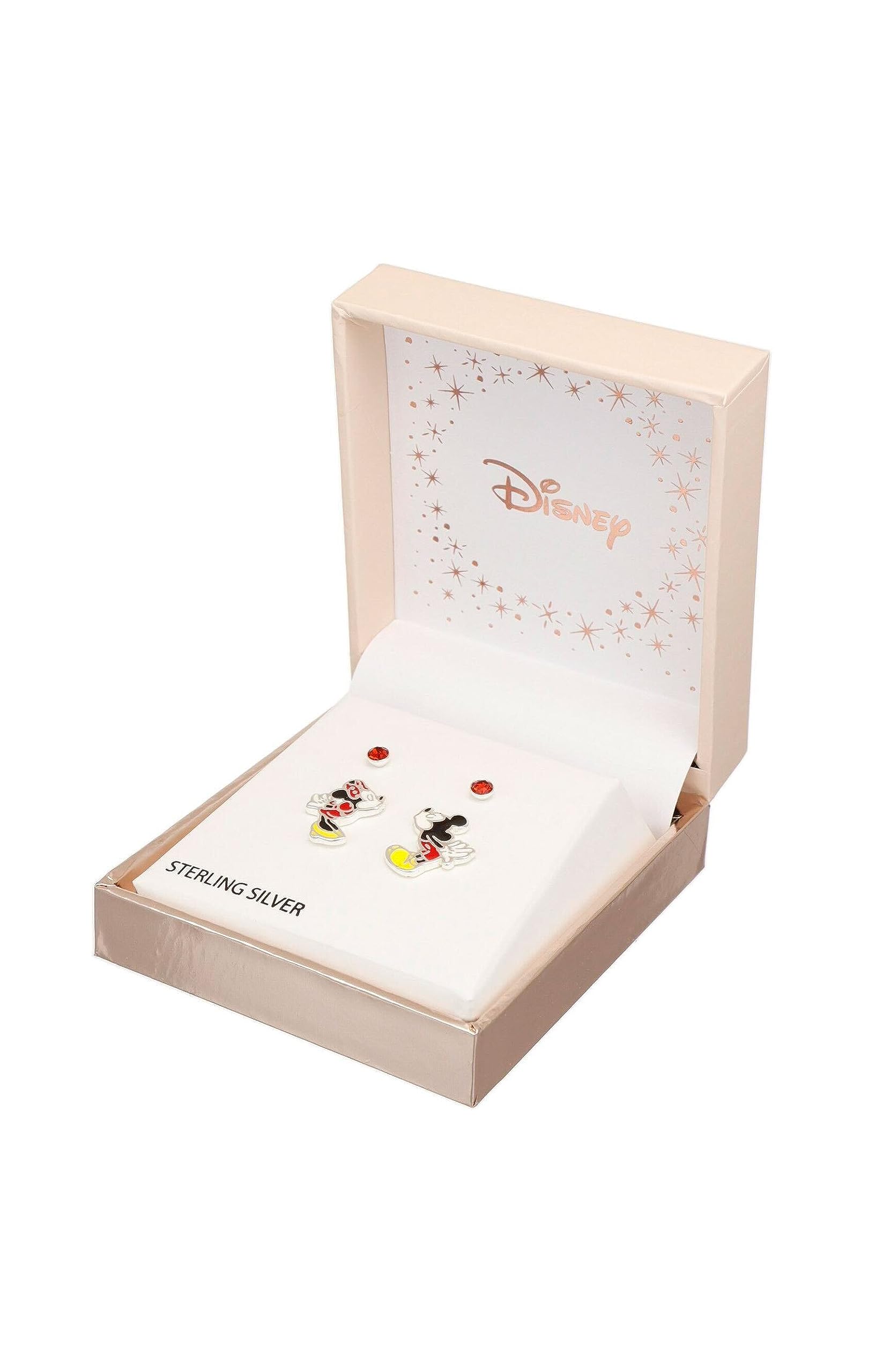 Mickey und Minnie Maus Küssen, Sterling Silber Ohrstecker mit Zirkonia, Geschenk für Mädchen und Damen
