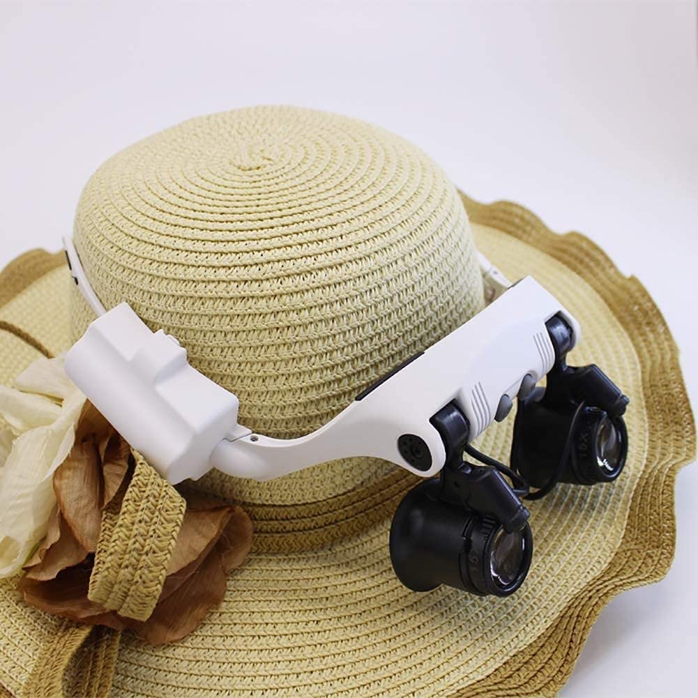 Lupas, Lupa De Diadema Nueva para Gafas - Lupas Binoculares - 10X 15X 20X 25X Lupa De Aumento Led para Joyería, Reparación De Relojes, Lupa Binocular para Joyería