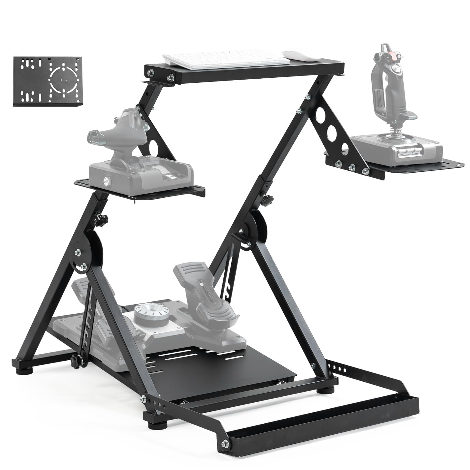 Anman Foldable Flight Simulation Cockpit 3.0 mit Fixed Slot für Logitech, Thrustmaster, Fanatec, Adjustable Pedals