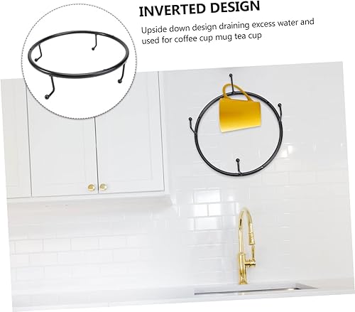 Miniatura 5 de COLLBATH 1 organizador de metal creativo y práctico para almacenamiento de tazas ganchos de café negros con colgador tazas de cocina debajo de la