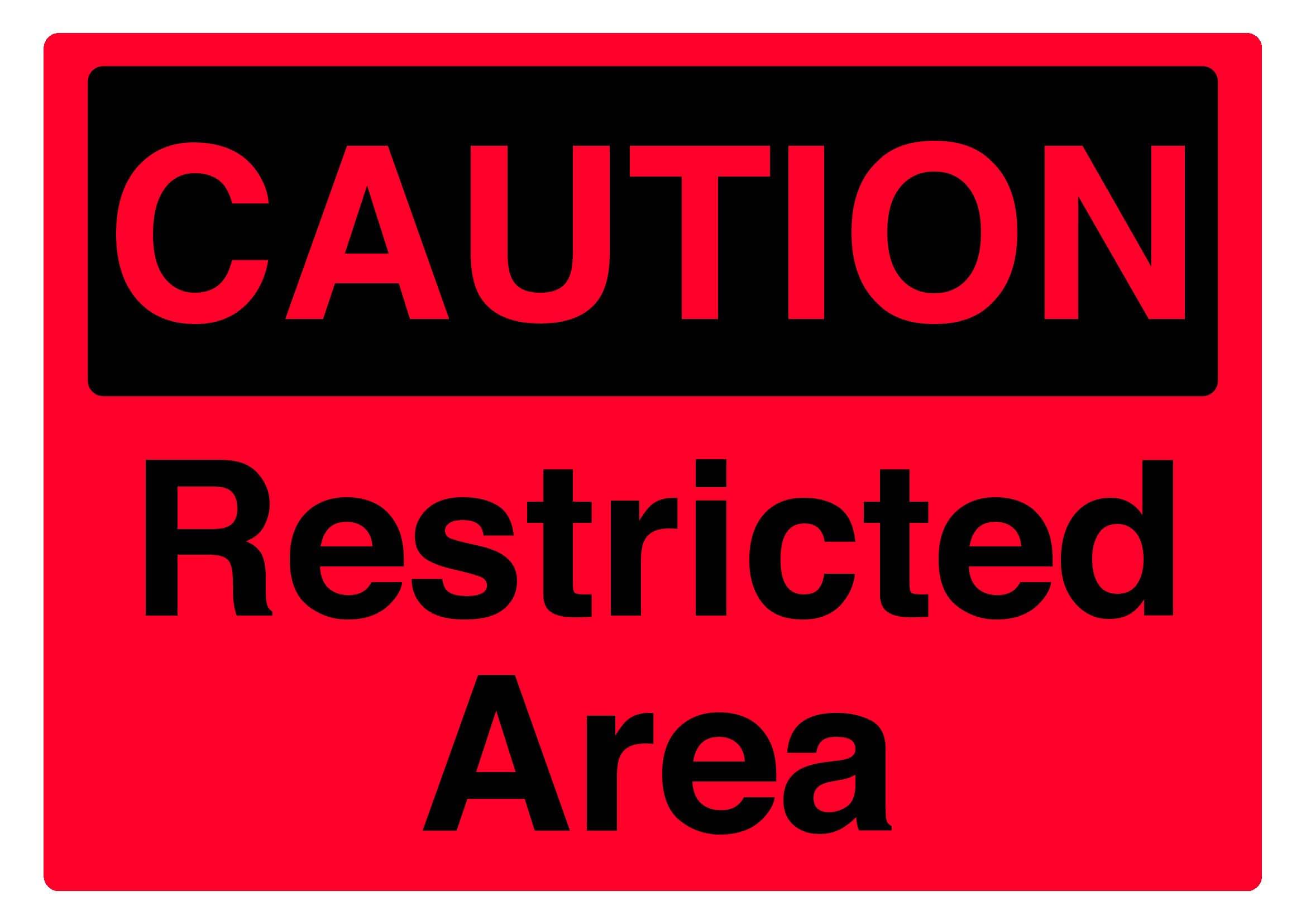 Restricted area Sign, 12x8 Metal Tin Sign, access caution plaque for confidential work zones and industrial restricted areas.