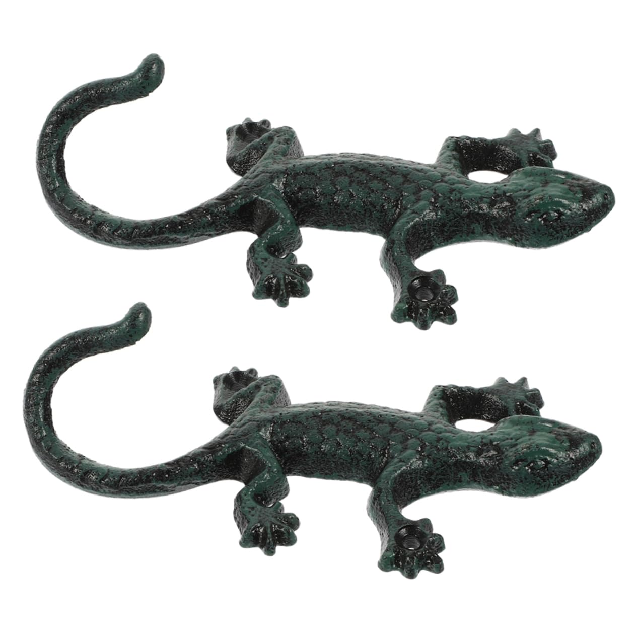 Crochets muraux forme de gecko en fonte : lot de 2 patères décoratives