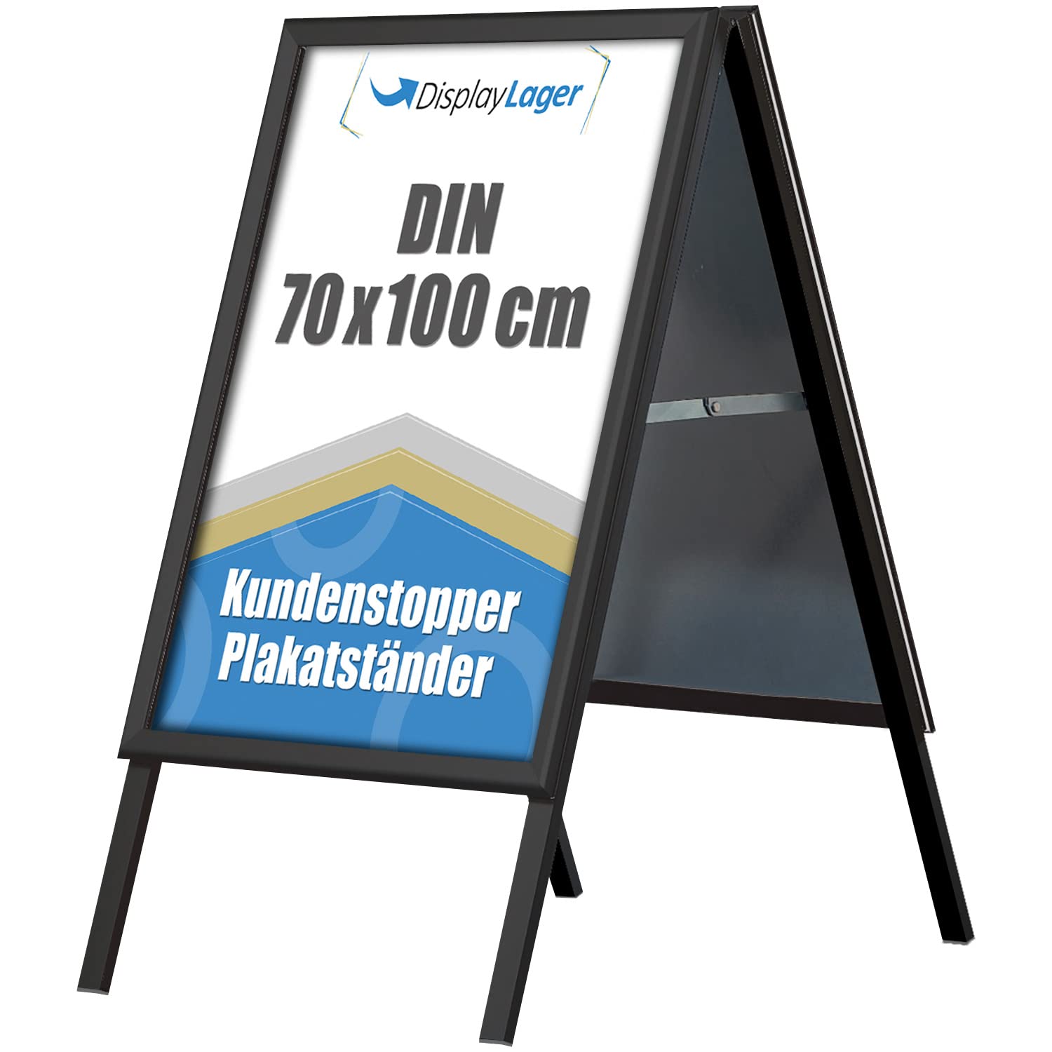 DisplayLager, Calidad danesa | topes para clientes de aluminio | 2 carteles (ambos lados) | resistente a la intemperie para carteles en aceras (negro, 70 x 100 cm)