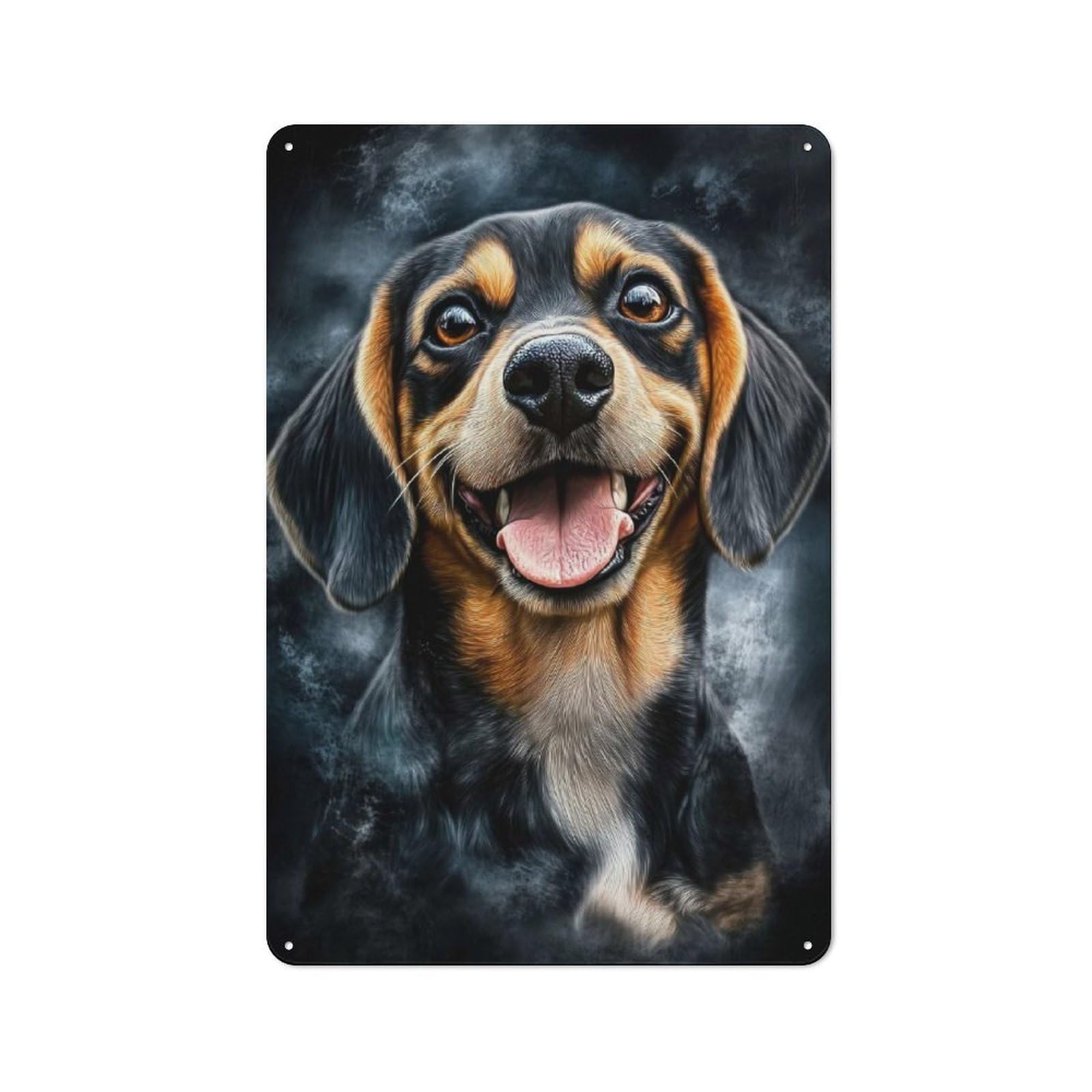 Junmoney Happy Beagle Portrait Retro Tin Wall Plaque 30X20cm For Dining Room Or Kitchen, For Home Decor Collectors