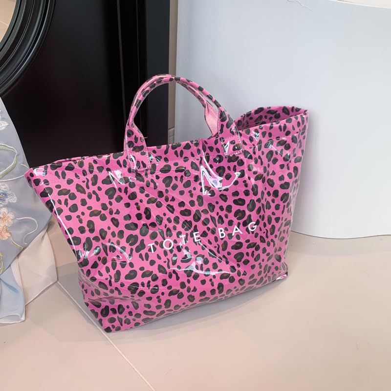 Image of PVC Tote Bag for Women Waterproof Plastic Jelly Tote Letter Print Hobo Handbag for Travel, Gift
