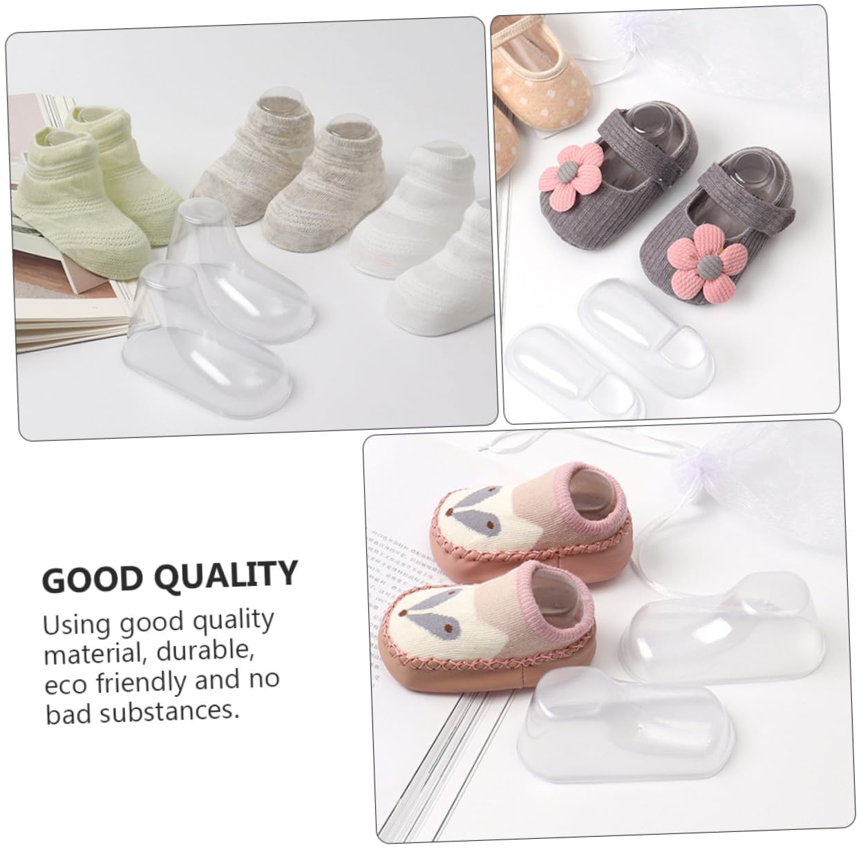 Cabilock 100 Stück Transparenter Pvc Babyfuß Präsentationsständer für Kinderschuhe Stabil und Knitterfrei für Babysocken und Kleinkinderschuhe