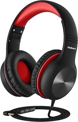 Miniatura 25 de Auriculares para niños con cable, auriculares sobre la oreja para niños con micrófono, límite de volumen de 85/94 dB, auriculares para niños y niñas