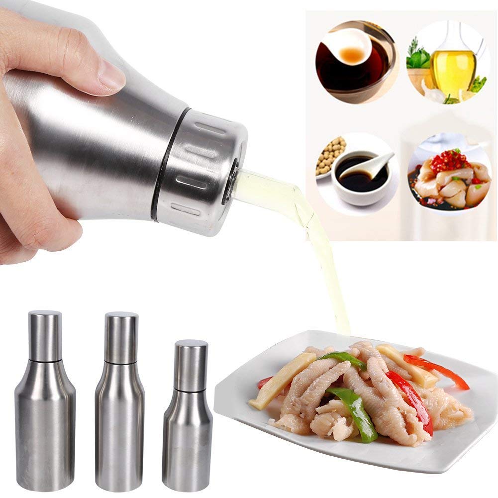 Agatige 1000ml Oil Dispenser Bottle for Kitchen, Stainless Steel Olive Oil Vinegar Sauce Pot with Leak Proof Lid for Cooking BBQ