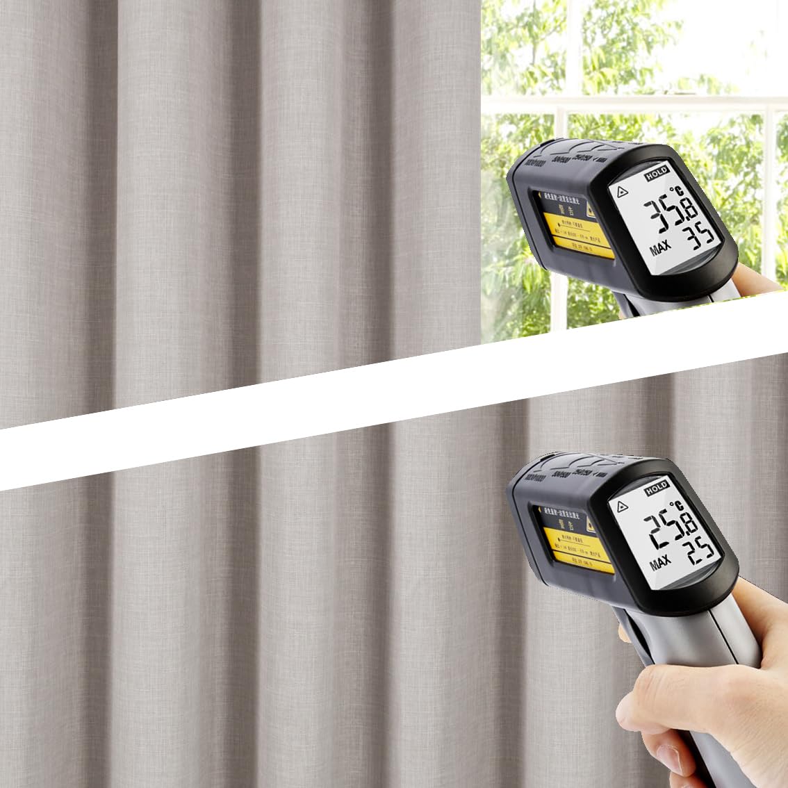 always4u Vorhang Blickdicht 100% mit Ösen, Elegente Gardinen Wohnzimmer Modern Abdunkelnde Vorhänge Schallschutz Schlafzimmer Fenster, Weiß Elfenbein 245x140cm 2er Set