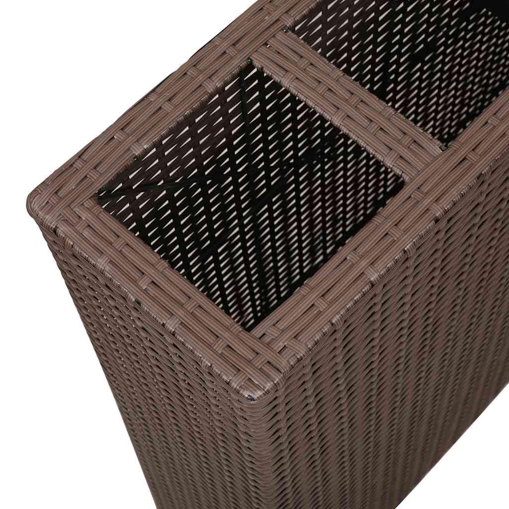 vidaXL 2X Hochbeet mit 4 Töpfen Blumenkübel Blumentopf Pflanzkübel Sichtschutz Pflanzgefäß Blumenkasten Pflanztopf Poly Rattan Braun