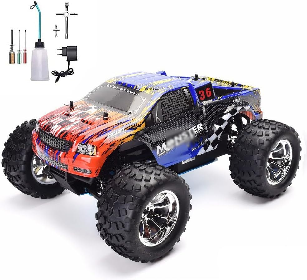 1/10 Nitro RC Truck for Adult RTR 80KM/H Fast Nitro Gas Power Car High Speed Off Road Climbing Vehicle Gas-Engine 4WD Remote Control Truck Hobby Racing, Oil-Powered Short Course Rally Crawler
