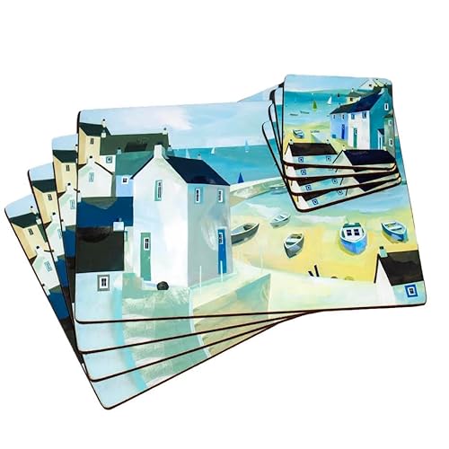 Set of 4 Placemats & Coasters Coastal Nautical Harbour Beach Table Settings Mats