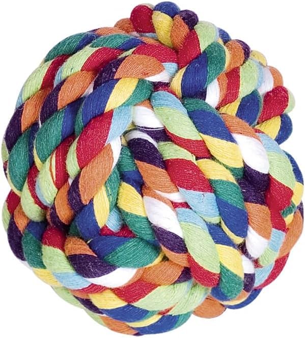 Image of Dog and Puppy Toy Set - Chew, Teething, Rope, and Tug Toys for Small to Medium Dogs - Washable Cotton Rope for Dogs (Rope Ball)