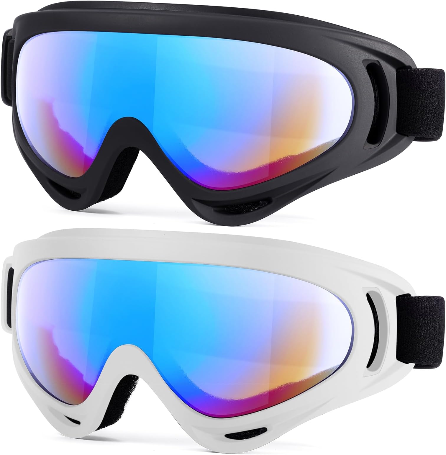 MAMBAOUT 2-Pack Snow Ski Goggles, Snowboard Goggles for Men, Women, Youth, Kids, Boys or Girls