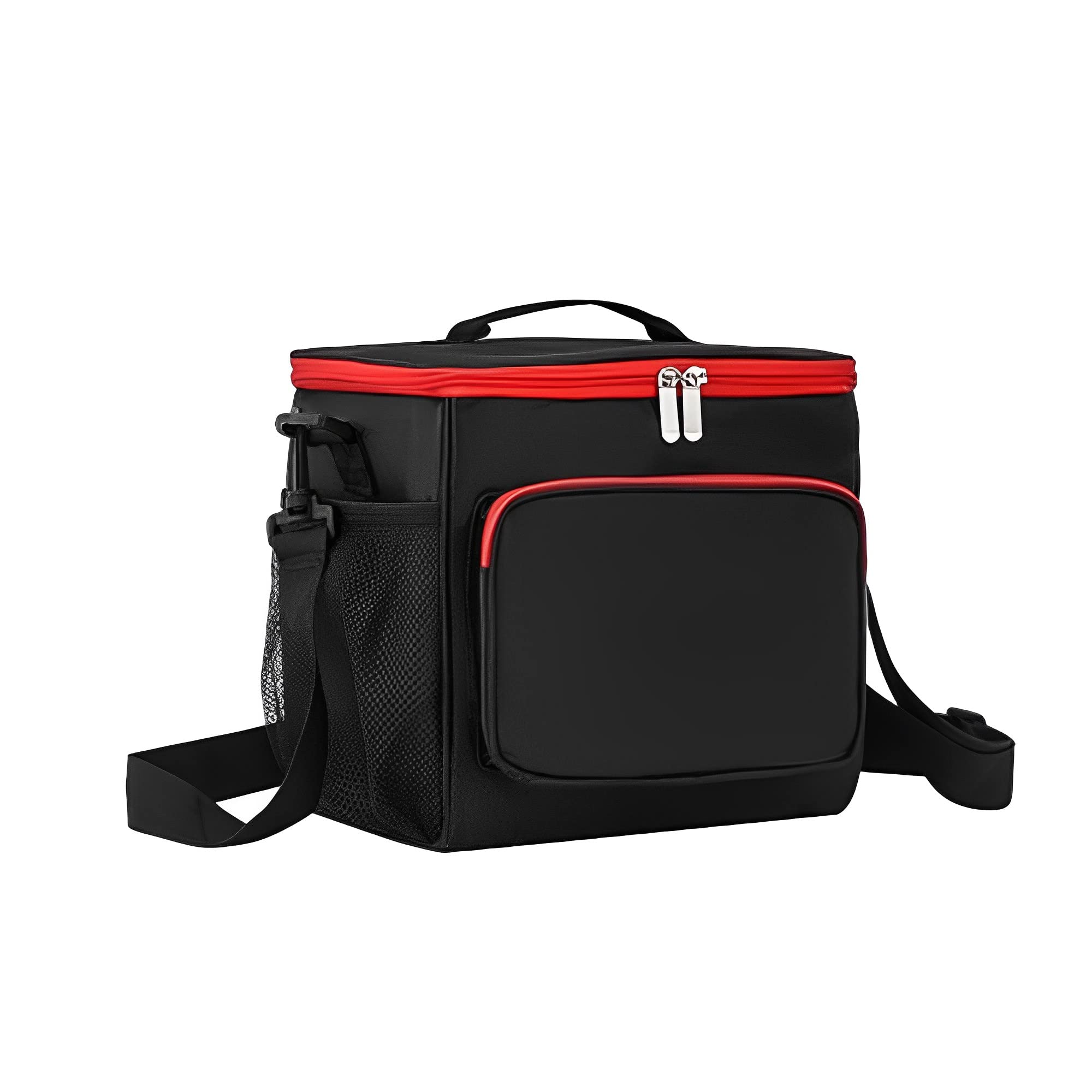 Morbuy Foldable Cool Bag Reusable Cooler Bag Outdoor Picnic Bag Insulated Cold Hot, Cooler Lunch Bag 10L, Cool Bags for Lunch, Picnic,Work, School (One size,Black Red)