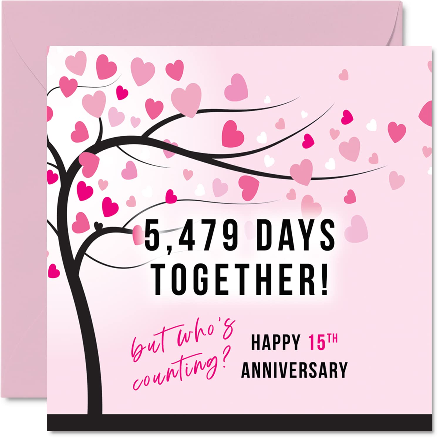 Funny Crystal Anniversary Card for Wife or Husband - 5479 Days Together - I Love You Gifts, Happy 15th Wedding Anniversary Cards for Partner, 145mm Greeting Cards Anniversaries
