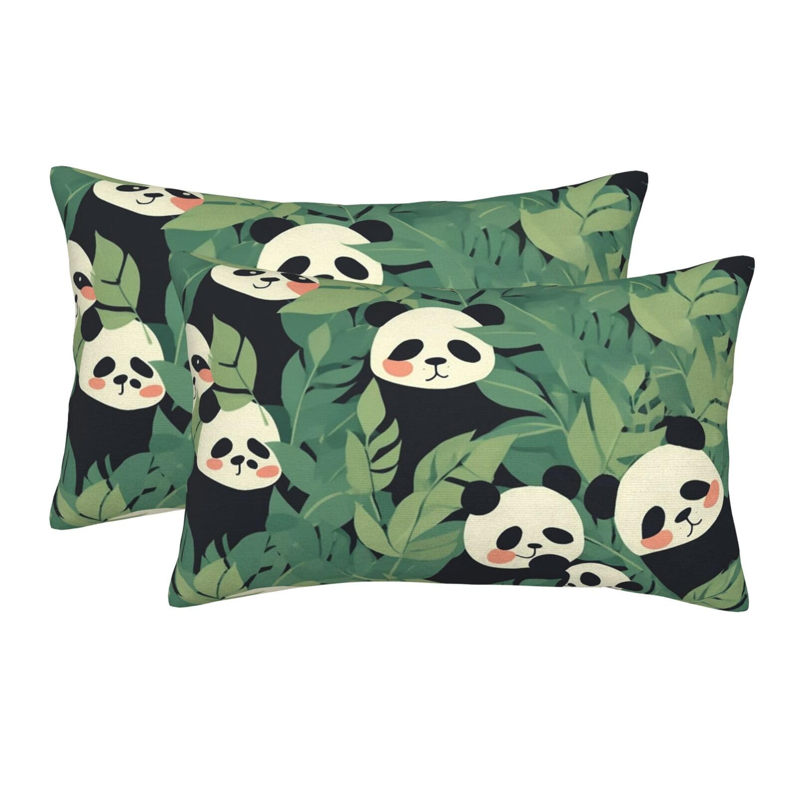 2 Pack Standard Size Pillow Cases for Hair and Skin Soft Breathable Pillow Case Covers with Hidden Zipper Leaves Panda Pillowcase 20"x30" Pillow Cover for Sleeping Gift