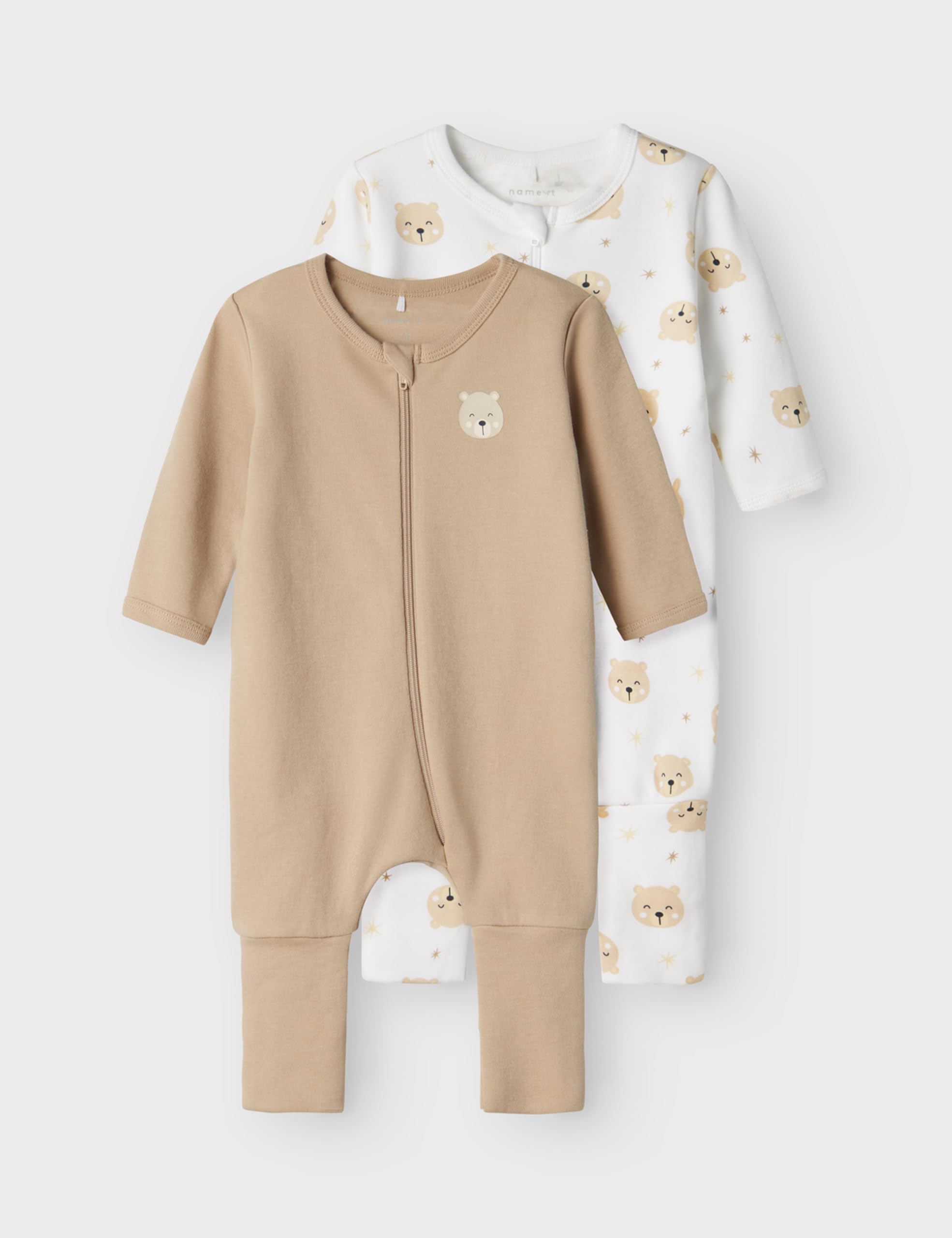 Name IT Nbnnightsuit 2p Zip FF Oxford Bear Noos Foot Mixte bébé (Lot de 2)