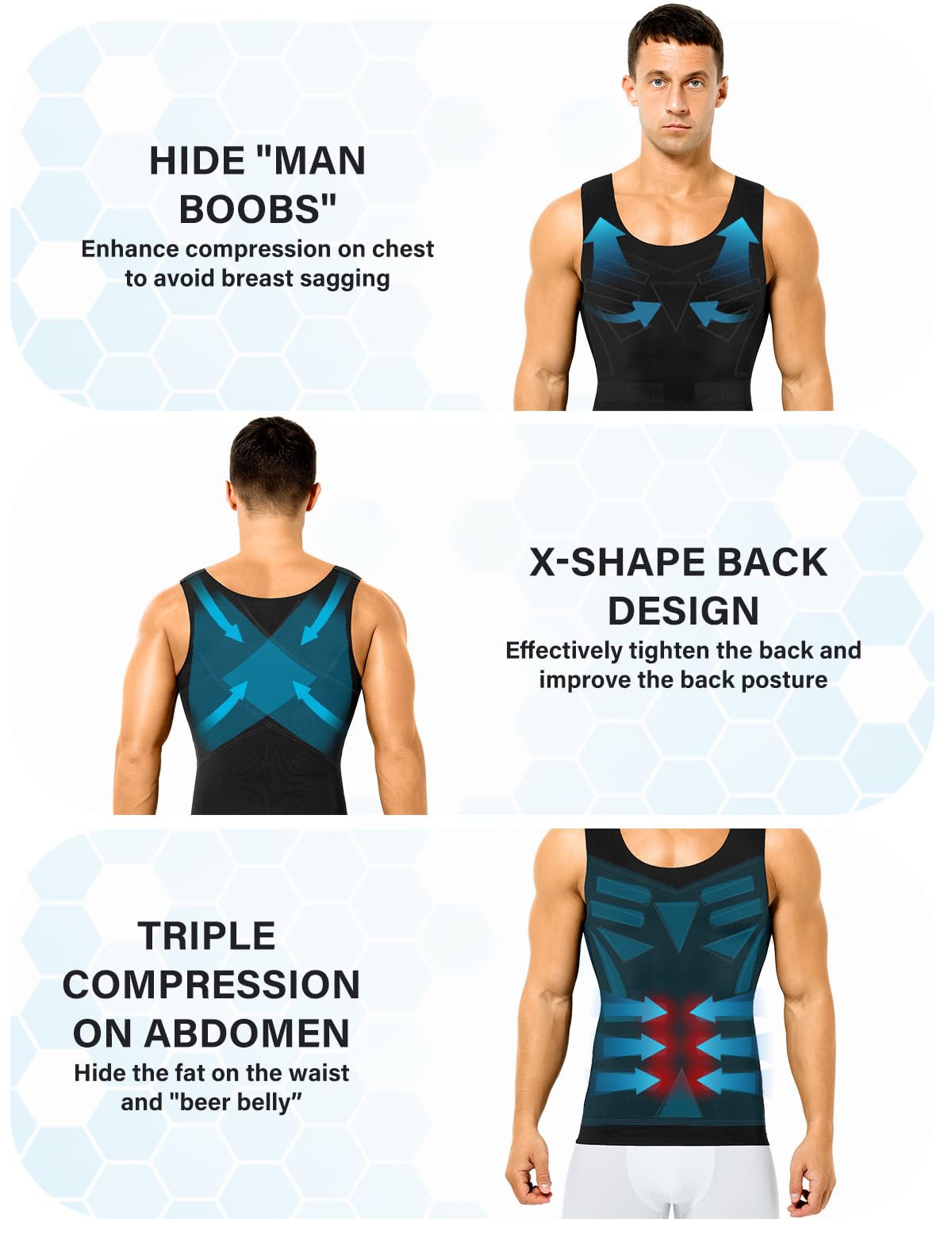 Casey Kevin Débardeur Compression Homme, Maillot de Corps Gaine Ventre Plat Homme Gainant Tee Shirt Compression Amincissant Debardeur sous-Vêtements Shaper, XL
