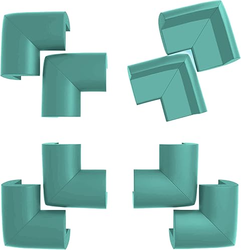 Protectores de esquina para muebles, paquete de 8 para protectores de esquinas de mesa, protector de esquina para bebé (negro) (verde claro)
