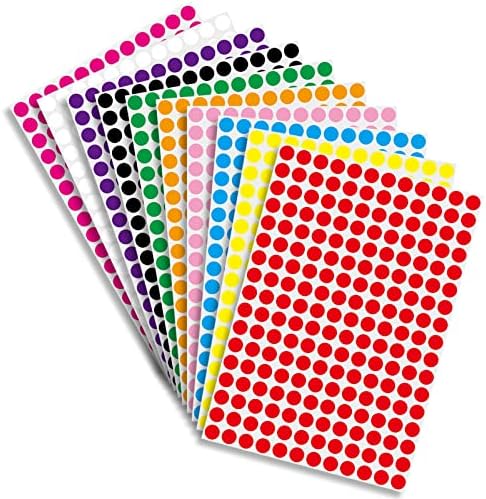 2040 PCS Dot Stickers, Round Colored Stickers, 10 Color Circle Dot Stickers, Color Coding Labels Circle, Small Round Stickers for Coloring,Marking,Organizing,Office,Student Classroom