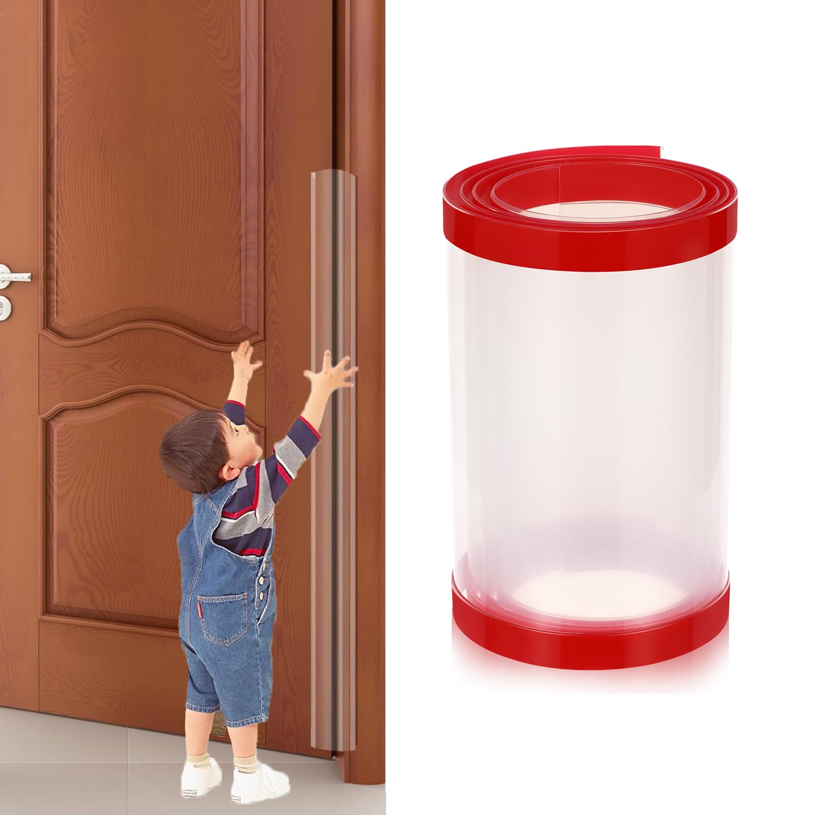 Finger Pinch Door Guard, Child Door Protector Baby Proofing Door Hinge Cover Prevents Finger Pinch Injuries Self Adhesive Safety Strip Door Pinch