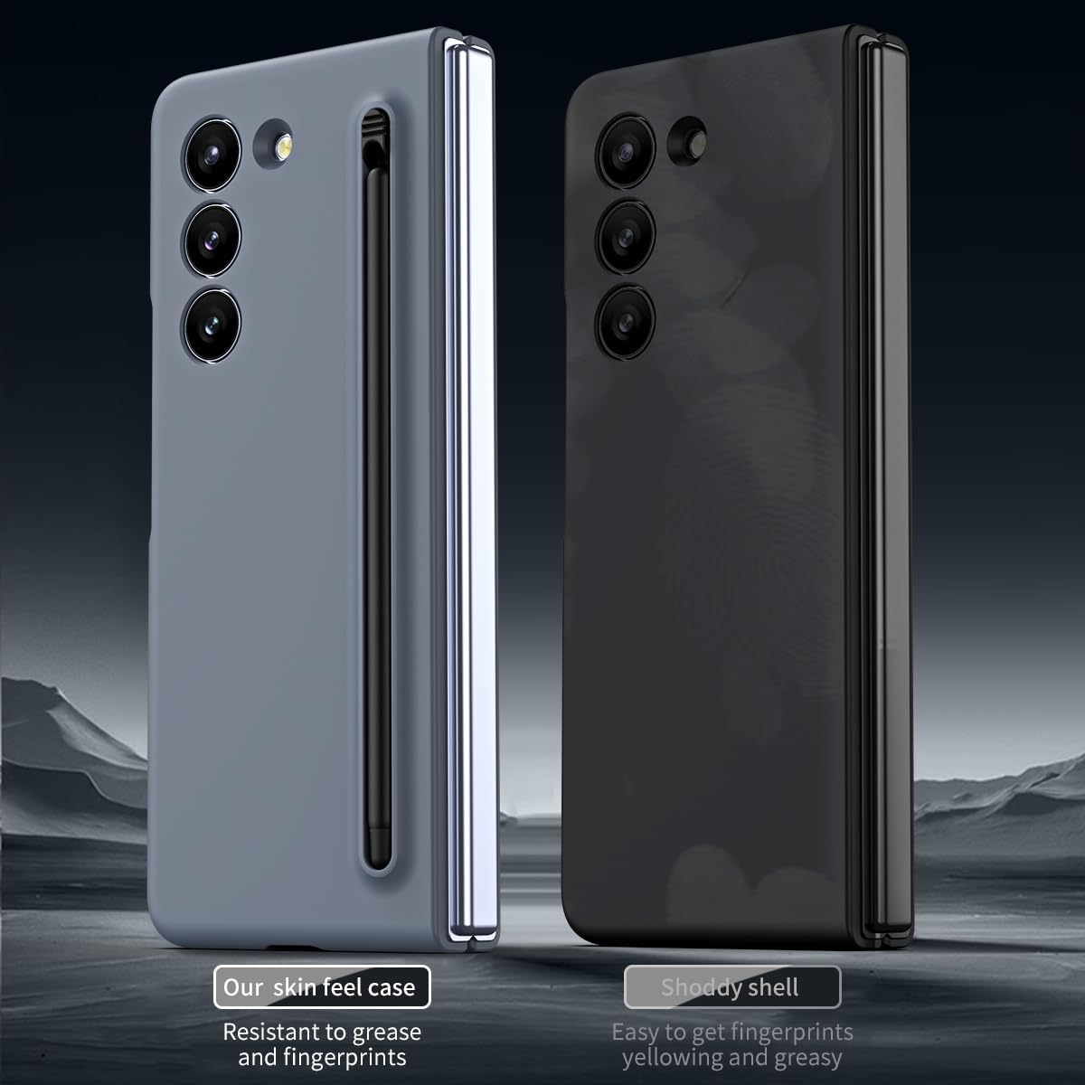 for Samsung Galaxy Z Fold 7 Case with Slim S-Pen Holder & Capacitance Pen, Built-in Front Screen Protector, Ultra-Thin Silky Liquid PC Frosted Bumper Full Body Drop Fall Protection - Grey