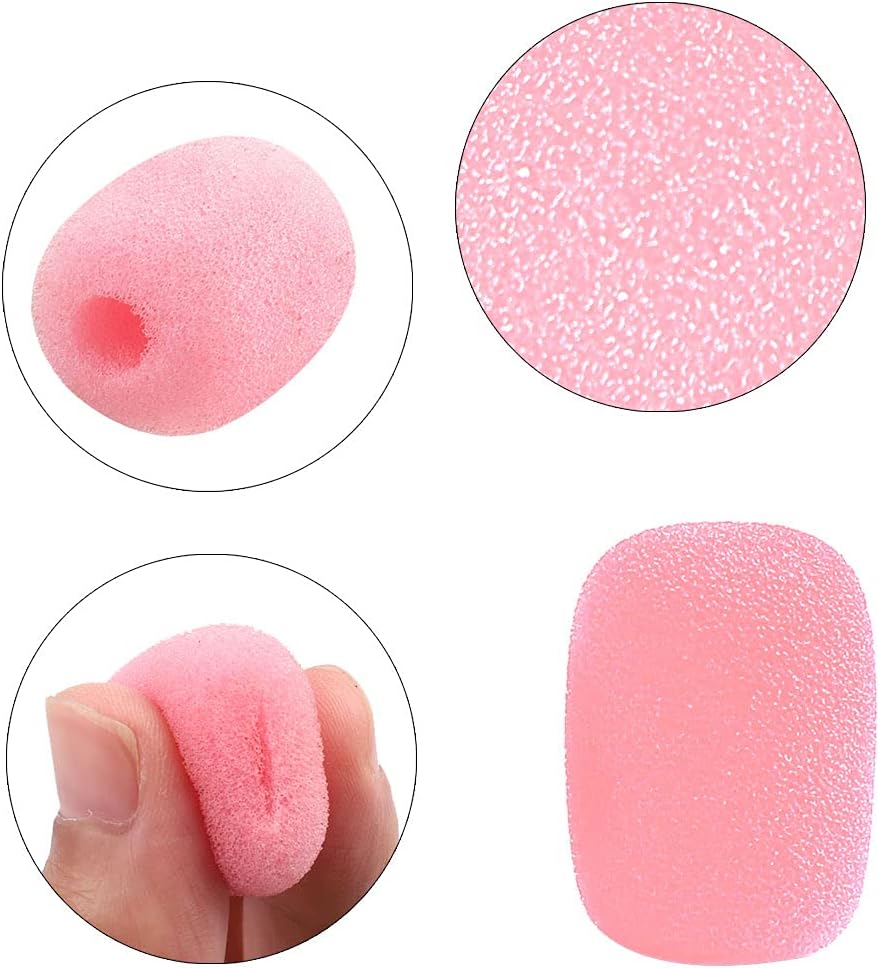 10 Pack Lapel Headset Microphone Windscreen, Microphone Sponge Foam Cover Mini size Lavalier Microphone Windscreen for Variety of Headset Microphone, Pink