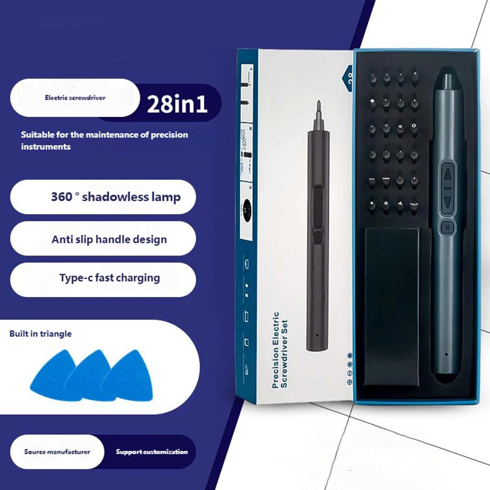 Avvitatore a batteria professionale 28 in 1 con batterie litio | Strumento portatile multiuso caricato tramite USB con LED per riparazioni domestiche e progetti domestici dal