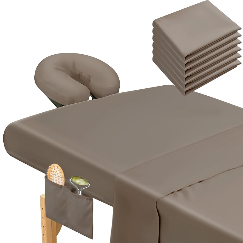 Mixweer Conjunto de Lençóis para Maca de Massagem em Microfibra, Cor Walnut, Pacote com 3 Conjuntos