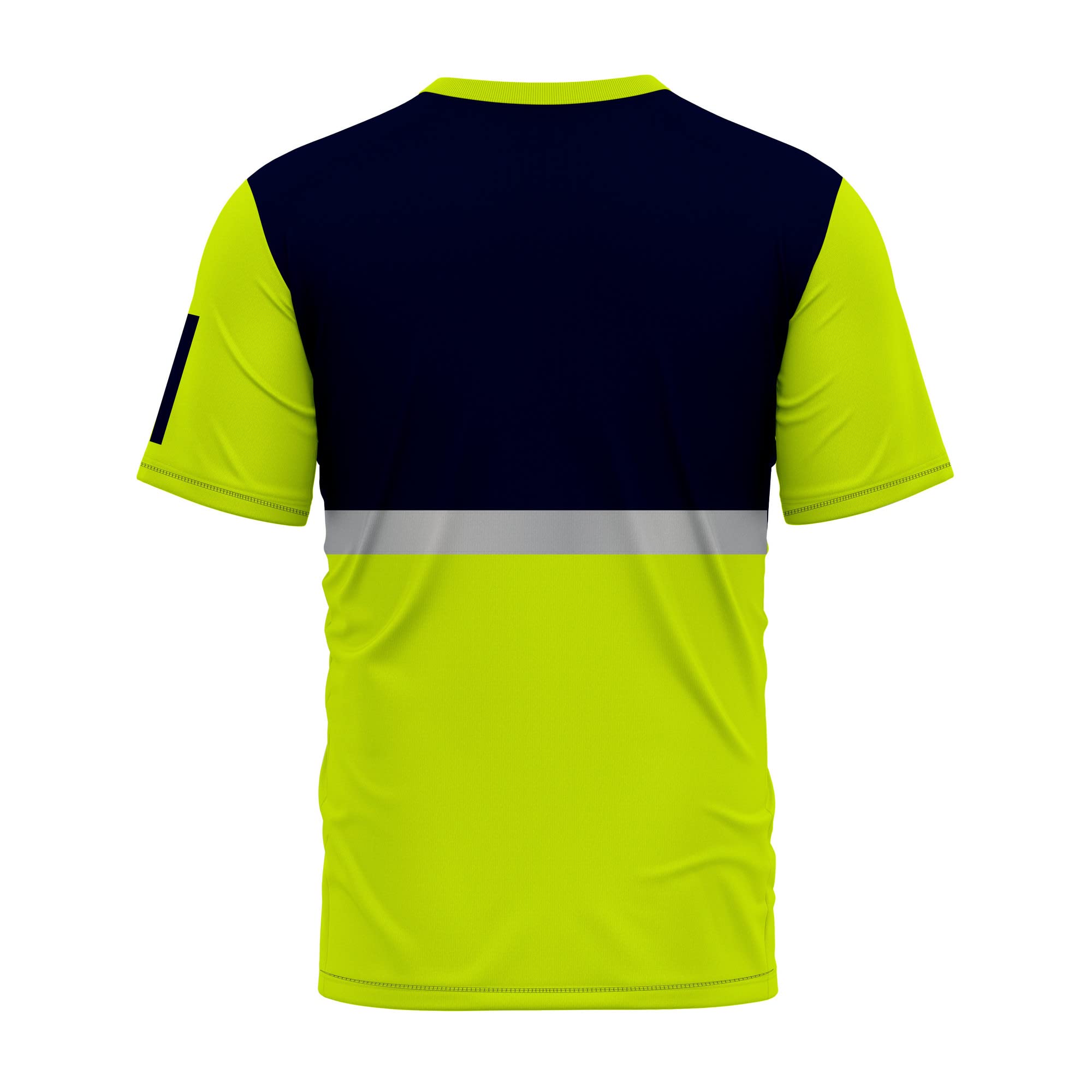 T-shirt haute visibilité à manches courtes à séchage rapide avec bande réfléchissante haute visibilité col rond sécurité travail respirant haut t-shirt bleu marine jaune