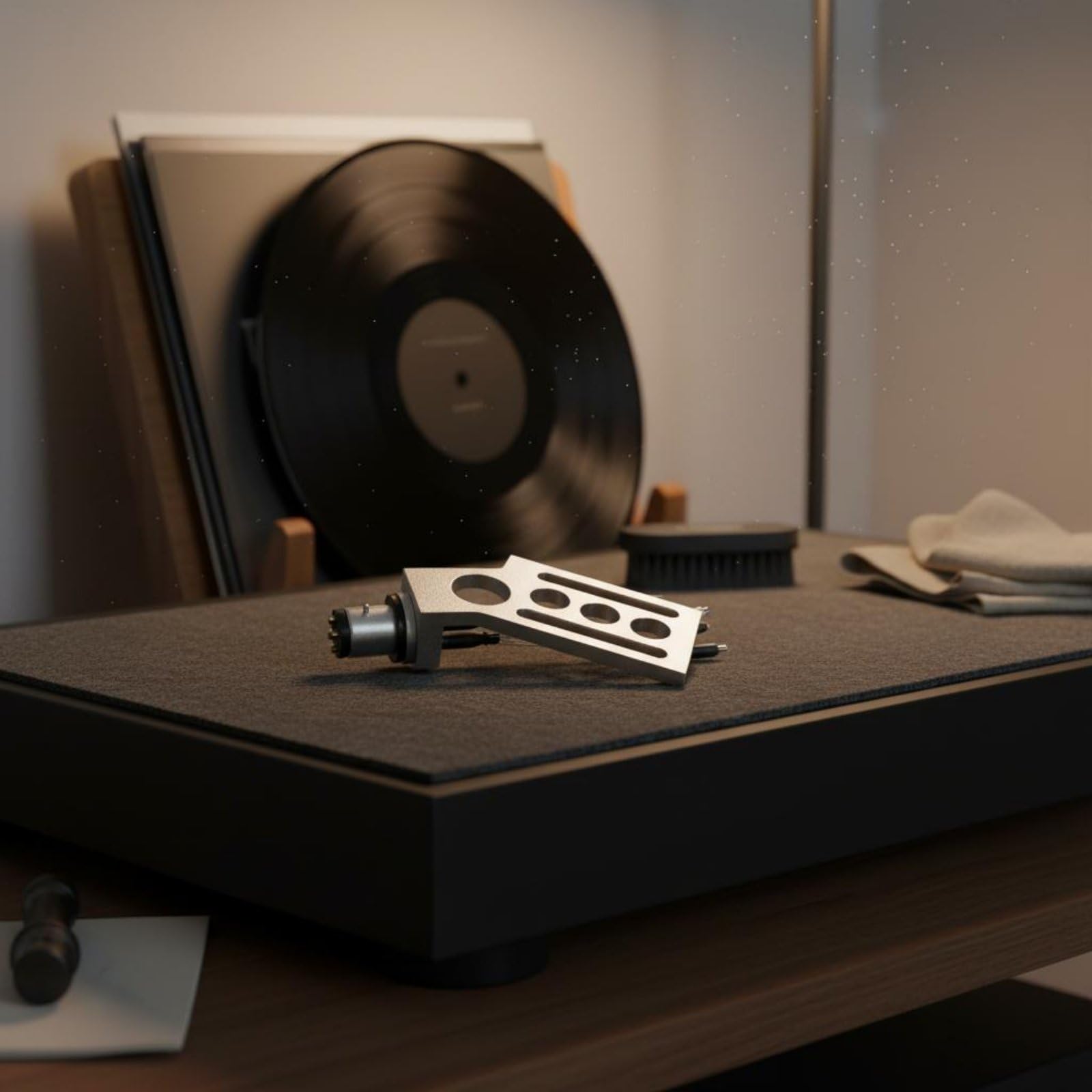Porta Cápsula de sin Imán Cápsula de Tocadiscos Ligero Cartucho Tocadiscos para Audiófilos, Aficionados del Vinilo, Negro
