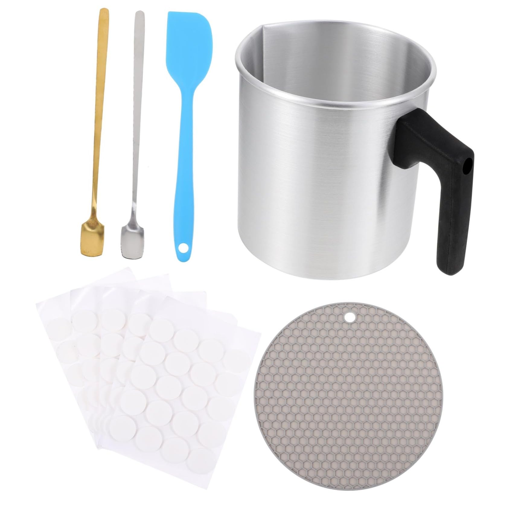 IWOWHERO Gießtopf Zur Kerzenherstellung Aus Edelstahl 1 2 L Kerzen-set Unverzichtbares Zubehör Für Zuhause Zufällige Farbe