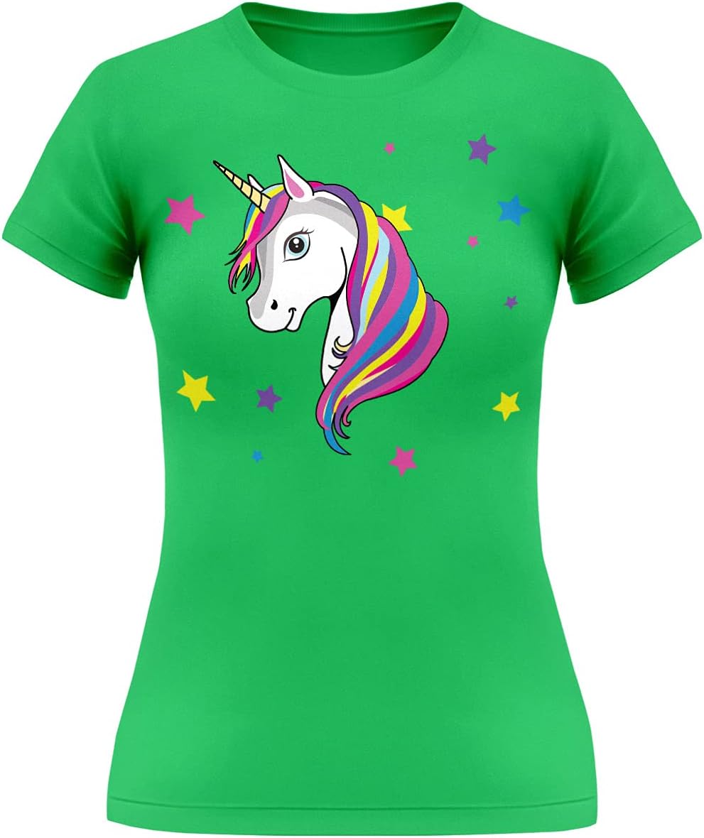laylawson Unicorn T-Shirt Ladies Womens Unicorn T Shirt Tee Top, 16, Kelly Green, Green