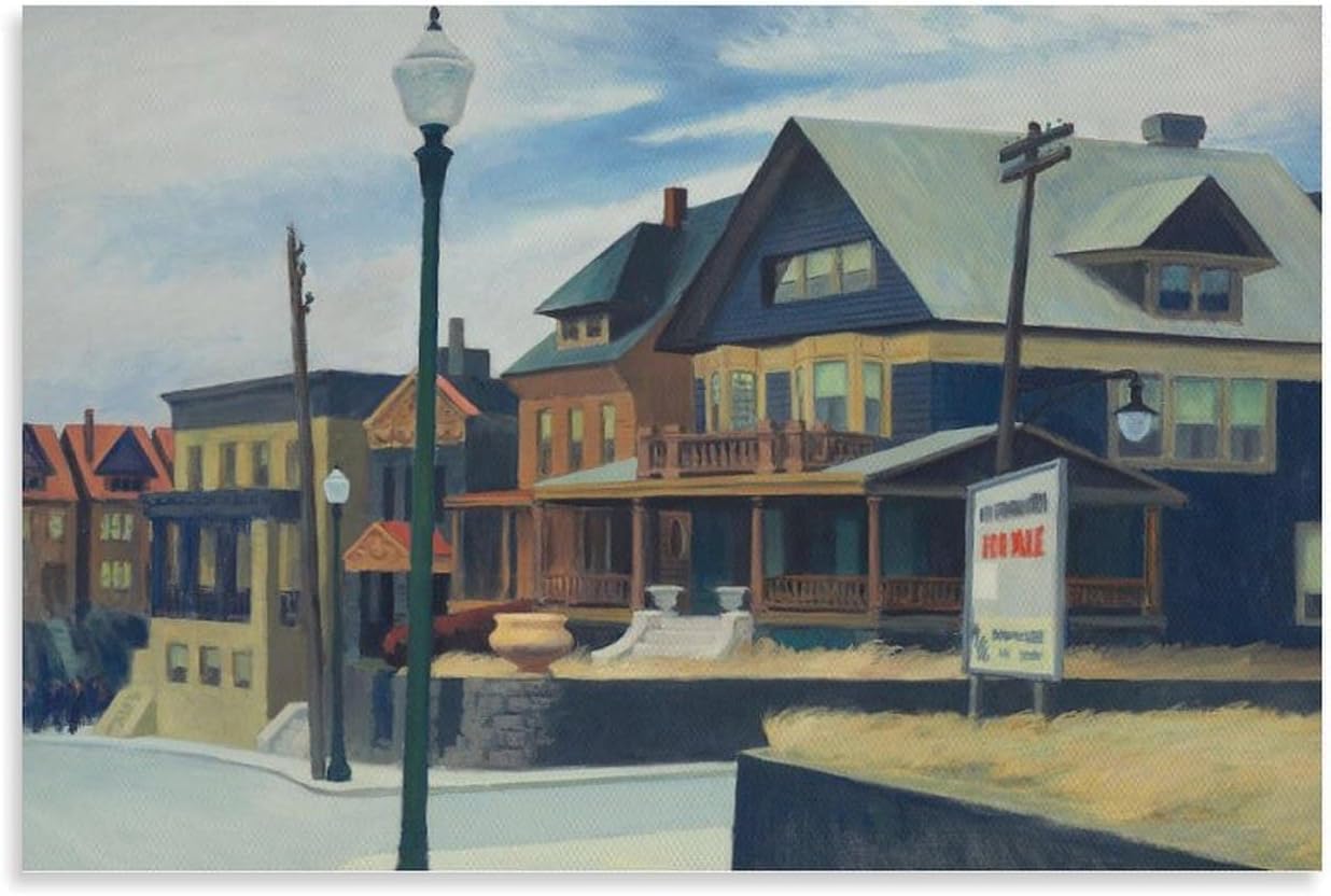 Matvsd Kohecs Edward Hopper Landscape Poster Farmhouse Canvas Wall Art Edward Hopper Prints Vintage Painting for Home Wall Decor Picture 30x45cm No Frame